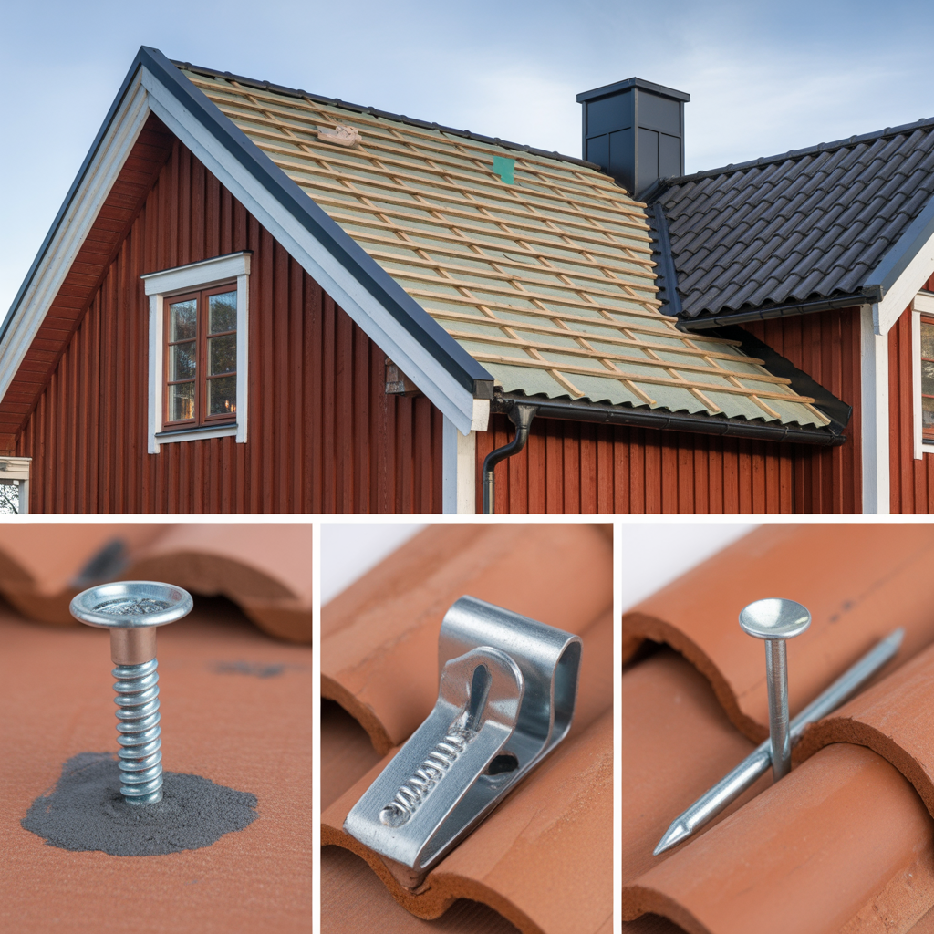 fasta takpannor ratt skruv klammer eller spik